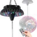 Disco Ball Motor Rotating with Light: Rechargeable Disco Ball Spinner with Remote Adjustable Speed - 18 RGBW LED Light for Wedding Party Decor