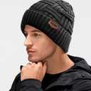 Loritta Winter Hat Warm Knitted Thick Baggy Slouchy Beanie Skull Cap for Men (One Size, A-dark Grey With Weave,1 Pack)