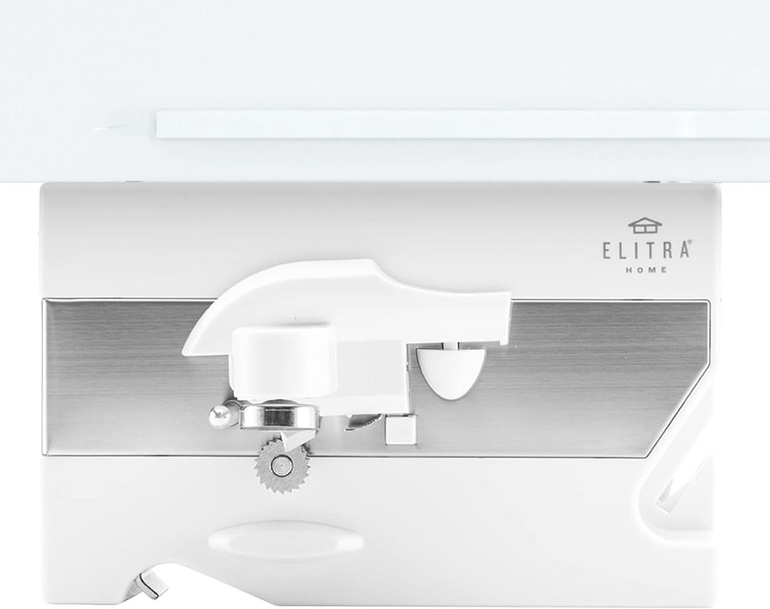 Elitra Home 3 in 1 Under the Cabinet Electric Can Opener, Blade Sharpener, Bottle Opener, Under The Counter Mount, For Large And Small Cans (White)