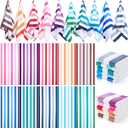 EBOOT 10 Pack Oversized Beach Towel Set Extra Large Pool Towels Microfiber Quick Dry Swim Blanket for Adult Women Men Face Hand Body Bath Travel Pool(Rainbow Color,36 x 72 Inch,Color Stripe)