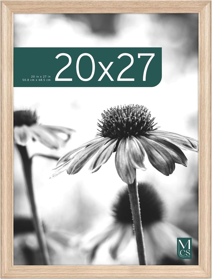 MCS Studio Gallery Classic 20x27 Poster Frame Natural Woodgrain Engineered Wood, Vertical & Horizontal Wall Hanging Large Picture Frame for Photos, Posters & Art Prints (1-Pack)
