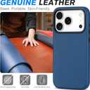 SHIELDON Leather Case for iPhone 17 Pro 6.3 Inch 2025, [Camera Button Updated], Compatible with Magsafe, Slim Fit, Wireless Charging Magnetic, Non-Slip, Shockproof, Metal Buttons - Royal Blue