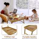 Utoplike Acacia Bed Tray Table for Eating, Large Breakfast Tray with Folding Legs, Wood Serving Trays for Laptop Working Large