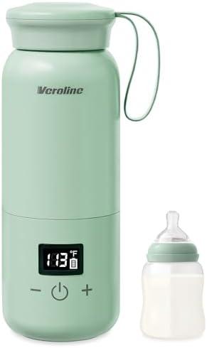 Veroline Portable Bottle Warmer for Travel, 10 Oz Baby Botle Warmer with Adjustable Temperature & Keep Warm for Formula, Breastmilk, Cordless Milk Warmer, Rechargeable Outdoor Water Warmer