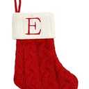 8 Inch Mini Christmas Stockings, Small Xmas Stockings with Monogram Initial, Classic Red White Xmas Decor for Mini Christmas Tree, Fireplace, Holiday Decor, Party Favors, Gift Stocking (E)
