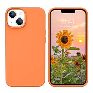 GUAGUA for iPhone 13 Mini Case, iPhone 13 Mini Liquid Silicone Case, Soft Gel Rubber Slim Microfiber Lining Cushion Texture Cover Shockproof Protective Phone Case for iPhone 13 Mini 5.4'', Warm Orange
