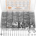 INCLY 1000PCS Aluminum Pop Rivets Assortment Kit, 14 Sizes Pop Rivets (3/32" 1/8" 5/32" 3/16" 1/4") with 5 Size 304 Stainless Steel Backup Washers, Assorted Blind Rivets for Metal with Storage Case (White)
