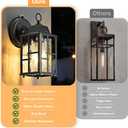 OKELI 2-Pack Dusk to Dawn Outdoor Wall Lights, Weatherproof Exterior Lighting Fixture Wall Mount, Aluminum Ripple Glass Porch Light, Anti-Rust Outside Wall Sconce for House, Garage(Black&Gold-Trim)