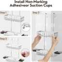 Over the Door Shower Caddy Hanging With Double Soap Holder Never Rust Aluminum Shower Shelf With 4 Hooks Hanging Bathroom Organizer No Drilling Shelves for Bathroom Storage Silver