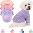 POMIU Dog Sweater, Dog Sweaters for Small Dogs or Cat, Warm Soft Flannel Pet Clothes for Dogs Girl or Boy, Dog Shirt Coat Jacket (Peach+Purple+Rose, XX-Small)