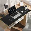 Large Desk Pad Mat - Waterproof Mouse Pad & Desk Protector, Non-Slip XL PU Leather Gaming Mat for Keyboard/Mouse, Stitched Edge with Ergonomic Support, 47"x17" (Black)