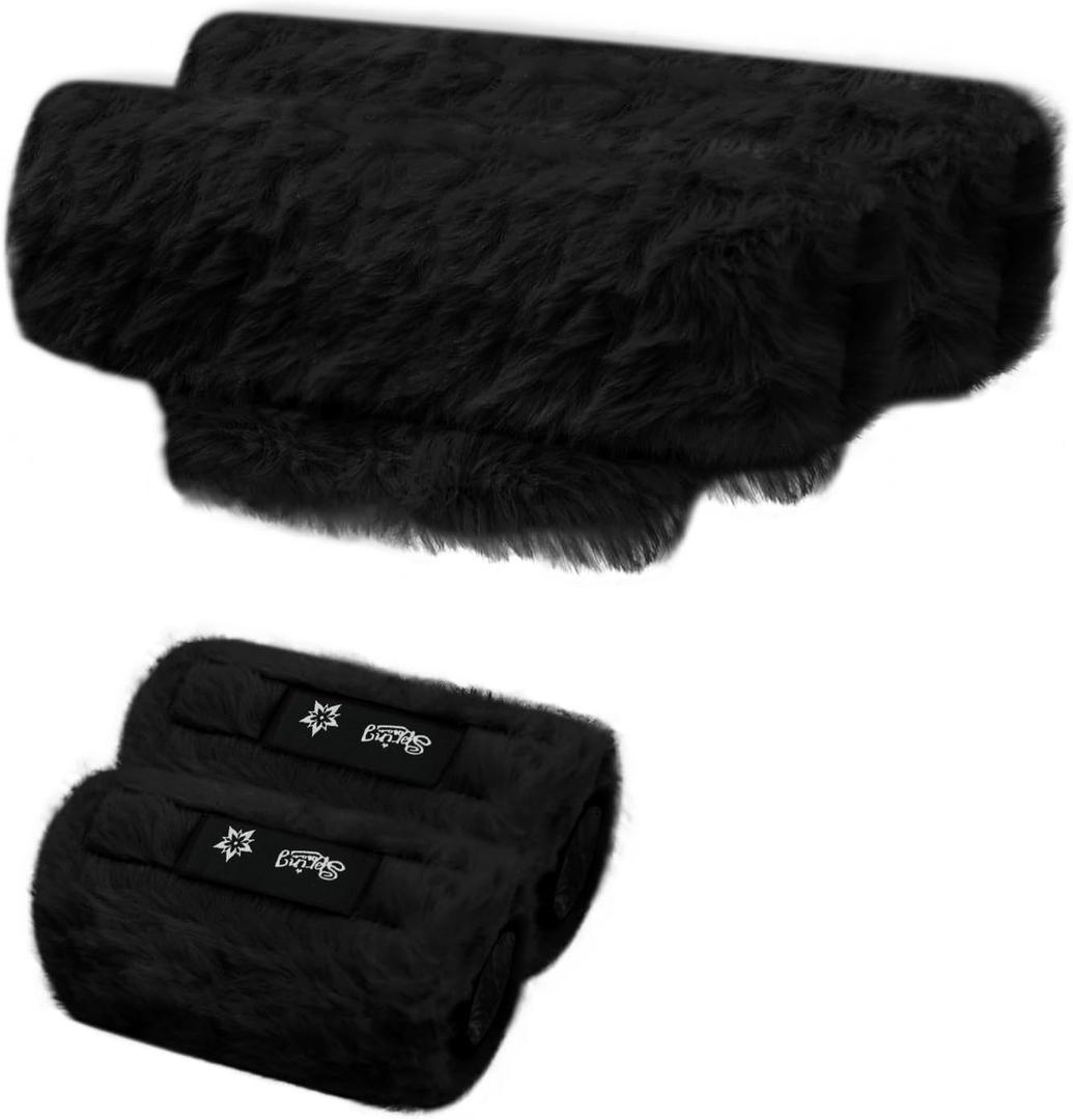 SPRING SEAON Crutches Padding Universal Crutch Pads for Armpits and Hand Grips Pads for Crutches Underarm Crutch Cushions Fluffy Crutch Covers Machine Washable (Black)