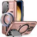 Samsung Galaxy S23 Plus Case Compatible with MagSafe [Built-in Camera Cover Stand][Military-Grade Shockproof][Dual Layer Protection]Heavy Duty Rugged Bumper for Galaxy S23+ Case, Rose Gold