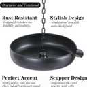 Rain Chain Anchoring Basin, Metal Bowl for Rain Chain Downspout Gutters, Black Rain Chain Basin of Chain Display for Outdoor Garden, Lawn and Patio Water Feature, 10.23 inch Diameter, 2 Inches High