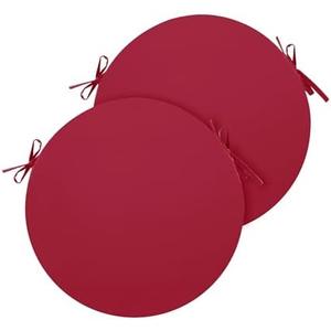 Summsun Outdoor Bistro Chair Cushions Set of 2, 15" D x 3" H Round Chair Cushions Waterproof and Fade Resistant Chair Cushion Pads with Non-Slip Ties and Removable Covers for Garden, Burgundy Summsun Outdoor Bistro Chair Cushions Set of 2, 15" D x 3" H Round Chair Cushions Waterproof and Fade Resistant Chair Cushion Pads with Non-Slip Ties and Removable Covers for Garden, Burgundy