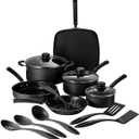 Tramontina Primaware 15-Piece Non Stick Cookware Set with Lids and Utensils, Aluminum Nonstick Pots and Pans Kitchen Set (Storm), 15 Pc Set