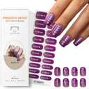 2 x Semi Cured Gel Nail Strips 20 Pcs Gel Nail Stickers for Women Nail Art for Use with Any UV/LED Lamp Nails Wraps Easy to Apply & Remove - Purple Gradient Glitter