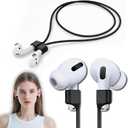 1 Pack Ultra Strong Magnetic Anti-Lost Straps for AirPods, Soft Silicone Sports Lanyard - Compatible with AirPods Pro 1st/2nd & AirPods 3rd - Black