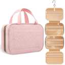 HOTOR Travel Toiletry Bag for Women with Hanging Hook - Portable Cosmetic Case, Toiletry Bag for Traveling Women, Waterproof Travel Essentials, Pink (Medium)