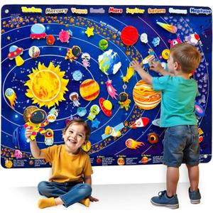 QUOKKA Space Felt Board for Kids 3-5 Years Old - Social Emotional Preschool Learning Activities for Ages 3-5 - Educational Flannel Toy Speech Therapy Gift