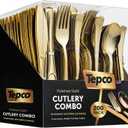 200-Piece Gold Plastic Cutlery Set - Disposable Gold Flatware - 100 Forks, 50 Spoons, 50 Heavy Duty Knives for Party Bulk