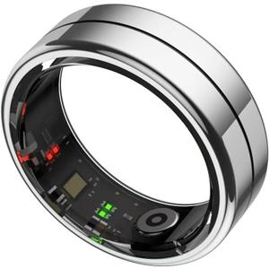 Smart Ring with Exclusive APPno subscription fee & Bluetooth 5.1, Magnetic Charging 18mAh Battery, 24/7 Fitness & Health Monitor (Heart Rate, Blood Oxygen, Sleep Tracking) (Silver, 13#)