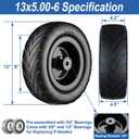 13x5.00-6 Flat Free Tire and Wheel,Zero Turn Mower Front Tires with 3/4", 5/8" and 1/2" Bearings, Compatible with Lawn Mower or Garden Tractor Black Rim -2Pack