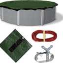 Blue Wave Silver 12-Year 28 ft Round Above Ground Pool Cover for Winter  Durable & Weather-Resistant Polyethylene  4 ft Overlap, Black Underside, Reinforced Grommets, Winch, Cable  Forest Green