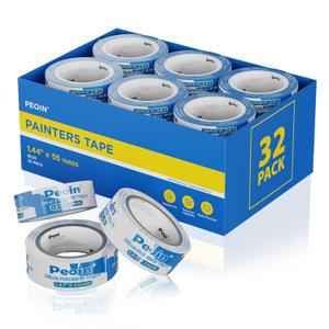 Blue Painters Tape 1.5 Inch Bulk, 32 Roll Painting Tape Blue Masking for Painting Wall DIY Edge, Paint 1.41 Inch 55 Yards X 32 Rolls 1760 Total Yards
