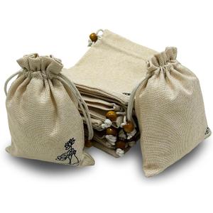 Drawstring Burlap Gift Bags Empty Sachet Bags for Lavender, Soft Breathable Washable Pouches, Storage Bags for Organizing. (Beige-50, 4.72 * 5.91 inch)
