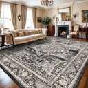 Washable Rugs 90x50 Area Rug：Large Rugs for Living Room - Oriential Distressed Printed Floral Carpet - Non Slip with Rubber Backing Area Rug
