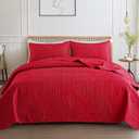 Whale Flotilla Soft California King Quilt Bedding Set for All Seasons, Vintage Damask Ultrasonic Quilts Set, Lightweight Reversible Bedspread, Coverlet, Bed Cover with 2 Pillow Shams, Red