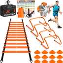 Agility Ladder Speed Training Equipment Set-20ft Agility Ladder,12 Soccer Cones,4 Hurdles, Jump Rope, Running Parachute, Basketball Football Soccer Training Equipment for Kids, Youth, Adults
