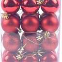 36Pcs Hanging Baubles Shatterproof Christmas Tree Balls Decorative 4cm Hanging Baubles Set for Christmas Decoration (Red)
