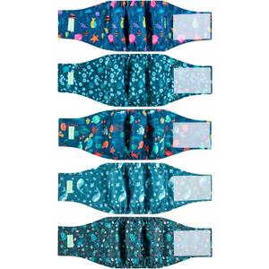 Wegreeco Small Dog Diapers Male,Reusable Belly Bands for Male Dogs,Washable Doggie Puppy Diapers Wraps,Medium Large Size (5 Pack X-Small, Marine Animal)