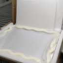 22"x30" White Wavy Wall Mirror for Vanity, Cream Solid Wood Irregular Mirror for Bedroom, Cute Squiggle Mirror for Aesthetic Decor, Small Asymmetrical Curvy Frame