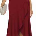 Women's Black Formal Fishtail Dresses Cocktail Wedding Guest Dress Short Sleeve Elegant V Neck Party Gowns (Red)