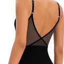 Women Dance Leotard Adjustable Mesh Camisole Ballet Leotard,Full Front Lining Black Small