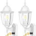 Lamomo Outdoor Wall Sconce, 2 Pack Dusk to Dawn Motion Sensor Light Fixtures, Exterior Aluminum Waterproof Porch Lights for Patio Front Door Garage - White