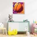 Reivworl Paint by Numbers Kit for Kids with Frame and Easel, Basketball Paint by Number for Kids Age 6-8-12, Paint by Numbers for Gifts and Home Decor (8X8inch)