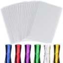 50 Pcs Clear Cellophane Bags,9 X 12 Inches Clear Cellophane Treat Bags with 6 Mix Colors Twist Ties for Gift Baskets Wedding, Chocolate, Party Favor Baby Showers, Bakery, Toy Wrapping