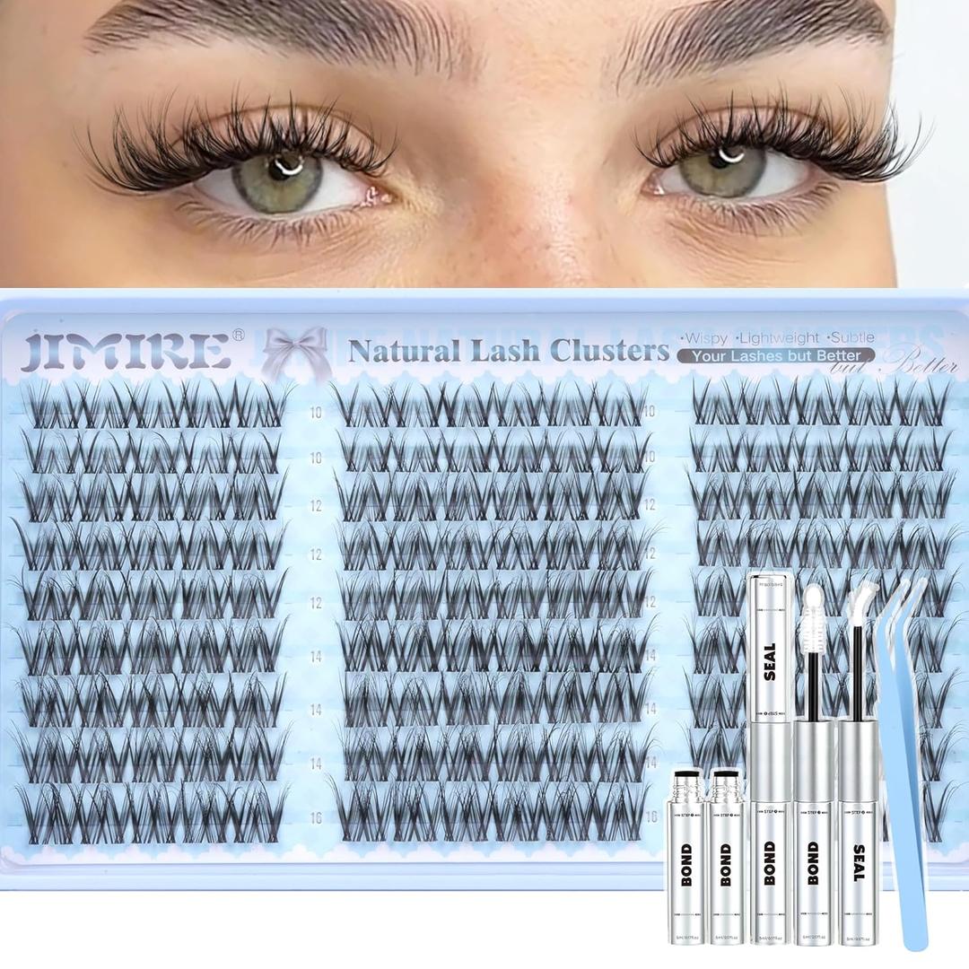 Spider Lash Clusters Kit Spider Lashes Clusters Wispy Fluffy Cluster Eyelash Extensions Kit Natural Look 10-16MM D Curl Manga Eyelash Clusters Kit with Lash Bond and Seal Breeze Lash Extensions Kit