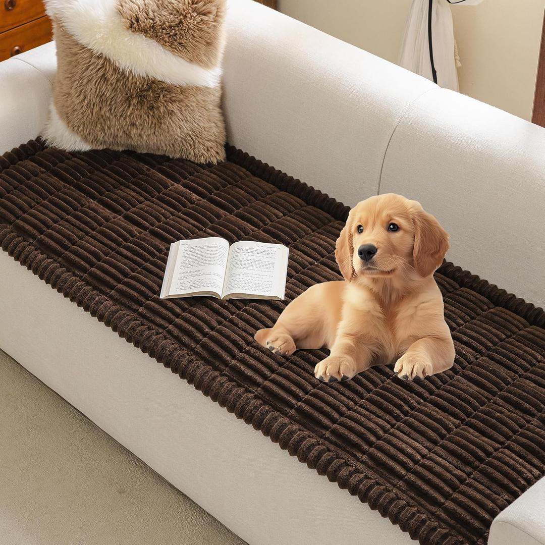 MYSKY HOME Couch Covers for 3 Cushion Sofa Pet Friendly, Couch Cover for Dogs, Sofa Covers for Pets Washable, Soft Non-Slip Sofa Slipcovers Furniture Protector Covers, Chocolate, 27.6" x 70.9"