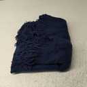 PAVILIA Navy Blue Knit Throw Blanket for Couch, Twin Bed, Soft Knitted Farmhouse Sofa Throw for Living Room, Lightweight Decorative Summer Blanket for Chair, Outdoor Textured Boho Blanket, 60x80