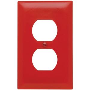 Legrand Pass & Seymour TP8RED Trademaster Mid-Size Unbreakable Nylon Wall Plate, 1 Gang, One Duplex Outlet Cover, Red (1 Count)