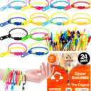 UpBrands 24 Fidget Toys Zipper Bracelets 7.5 Inches, Easter Basket Stuffers, Sensory Toys Bulk Set, Neon Colors, Kit for Birthday, Party Favors for Kids, Easter Egg Fillers