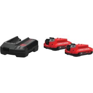 CRAFTSMAN V20 2Ah Lithium Ion Power Tool Battery 2-Pack and Charger Starter Kit (CMCB202-2CK)