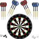 LinkVisions Dartboard with Staple-Free Bullseye, 18g Steel Tip Darts Set,12 Steel Tip Darts 18g, Dartboard Mounting Kits Included