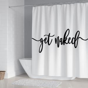 DDS-DUDES Get Naked Shower Curtain Bathroom Set, Funny White Durable Waterproof Polyester Shower Curtain for Bathroom Bath Decor with Hooks 71 * 71 inches