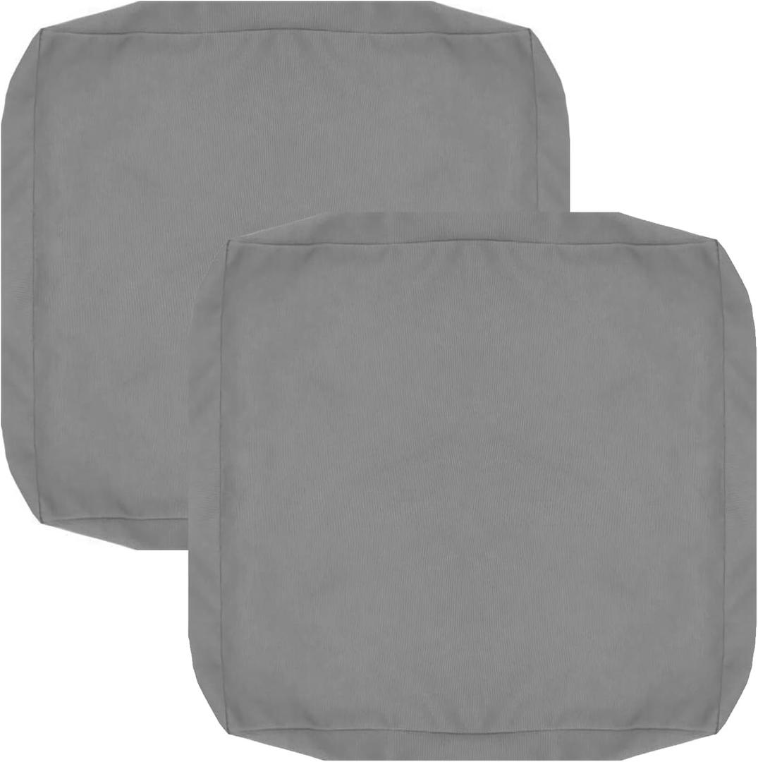 FLYMEI Patio Cushion Covers 24x22x4 Waterproof Outdoor Cushion Cover Replacement 2Packs Outdoor Seat Cushion Slipcover for Rattan Chair Sofa, Grey